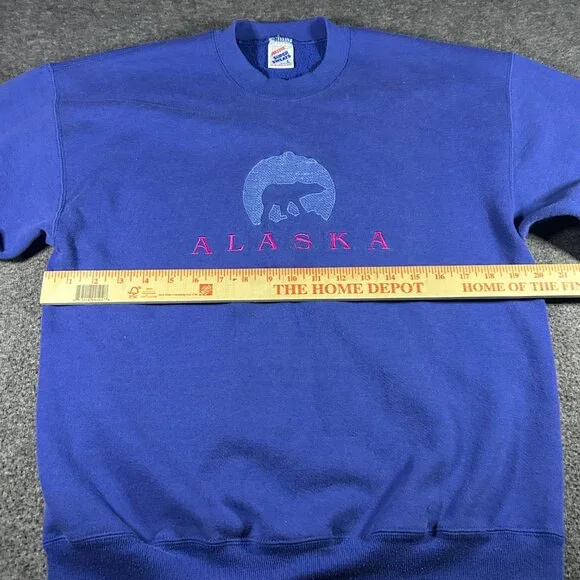 Vintage 90s Alaska Crewneck Sweatshirt Adult L Pullover Moon Polar Bears USA - Picture 7 of 13